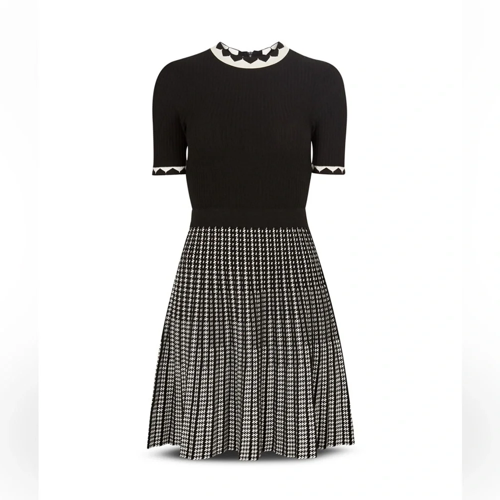Ted Baker Carmann Knit Skater Black and White Dress Size 2